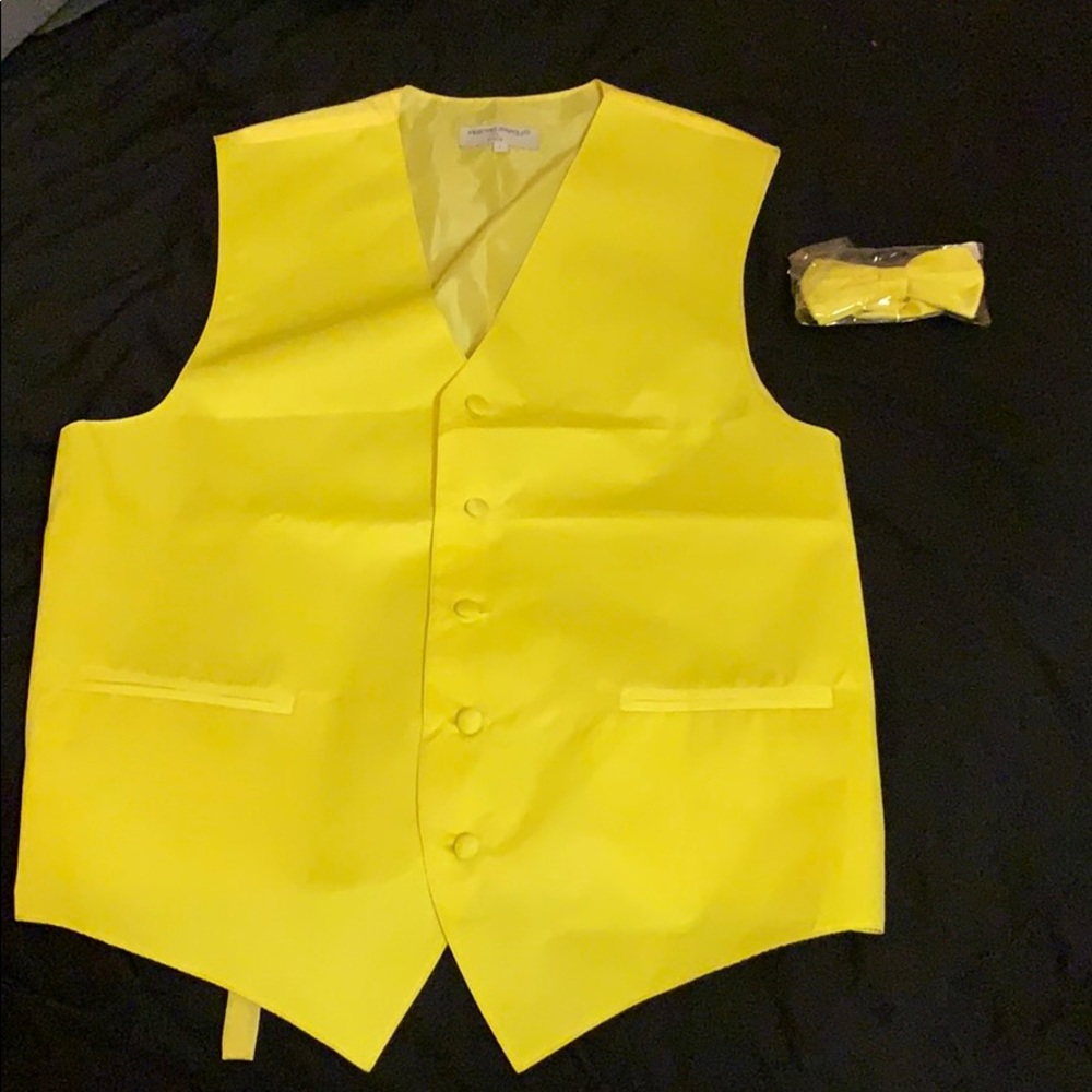 Yellow, dress vest and tie